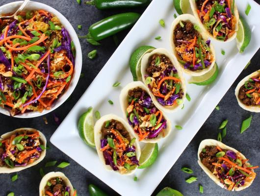 Tasty Korean Mini Taco Boats with Spicy Asian Slaw