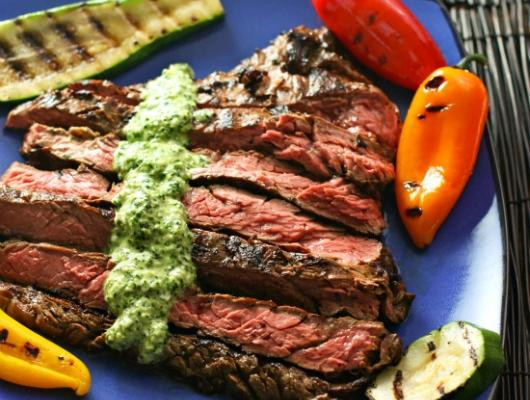 Delicious Tender Skirt Steak with Parmesan Chimichurri Sauce
