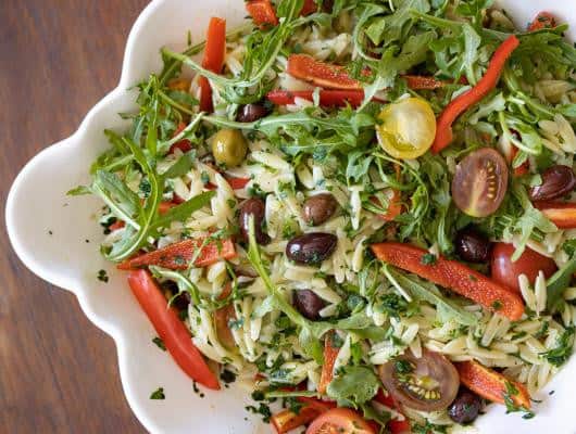 Orzo with Basil Butter, Peppers, Tomatoes great flavor