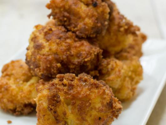 BREADED FRIED CAULIFLOWER cheese sauce