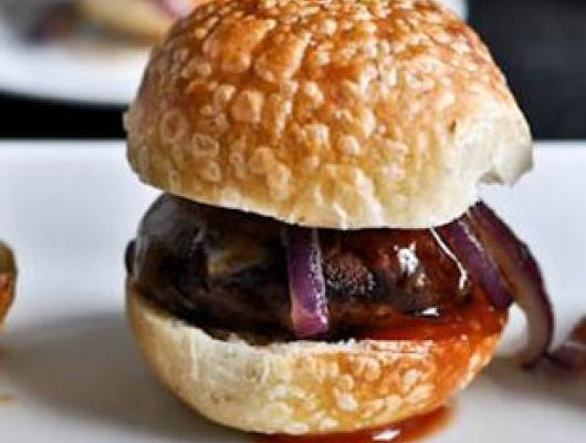 BBQ’d Portobello Sliders made up of fruits, vegetables, whole grains, and healthy fats