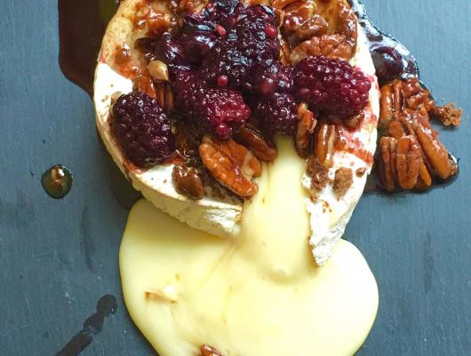 15 Minute Baked Camembert Topped with Berries & Walnuts
