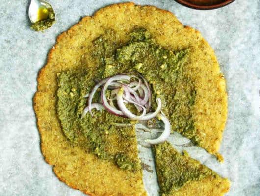 Cauliflower Pizza Recipe with Pesto