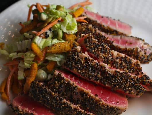 Ahi Tuna with Sweet and Spicy Asian Slaw