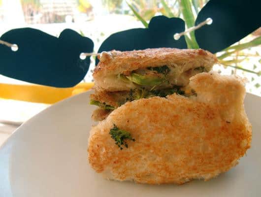 A “Whale” of a Grilled Cheese, with Roasted Broccoli, Garlic and Caramelized Onions