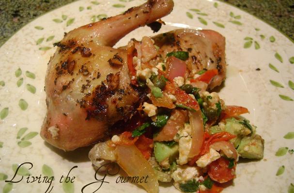 Baked Chicken With Warm Avocado and Feta Salsa