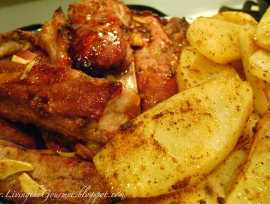 Asian Style Ribs with Oven Fried Potatoes!!