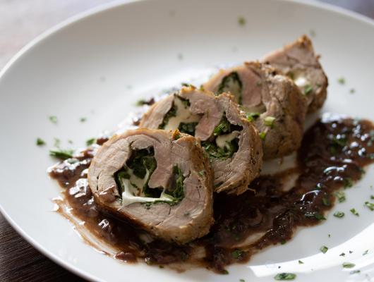 Arugula Stuffed Pork Tenderloin