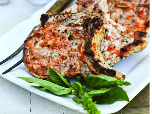 Bourbon Grilled Pork Chops â€¨with Peach Barbecue Sauce