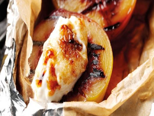 BBQ Rum Baked Peaches with Caramelised Yoghurt