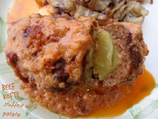 Beef kofte stuffed with potato
