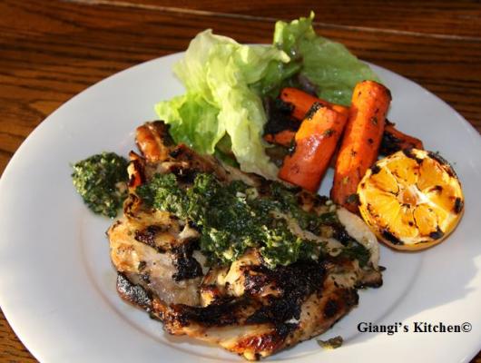 BBQ Chicken with Parsley, Lemon, Garlic Salsa
