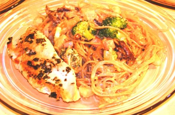 Carbonara With Veggies and Chicken