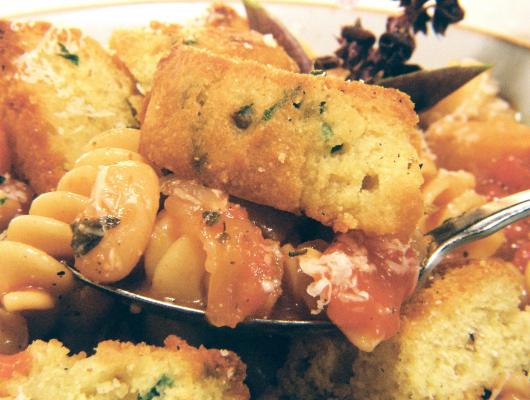 Chardonnay And Herb Fagioli Soup With Chili Chive Croutons