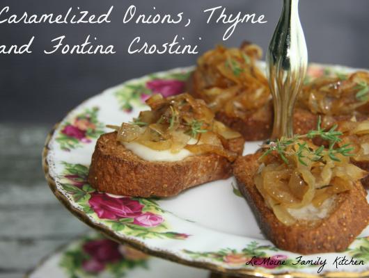 Caramelized Onions, Thyme & Fontina Crostini