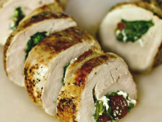 Cherry and Goat Cheese Stuffed Pork Loin
