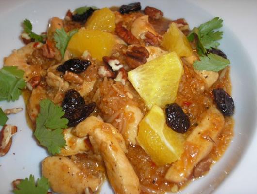 Chicken and Rice Stir-Fry with Fresh Orange, Dried Cherries, and Pecans