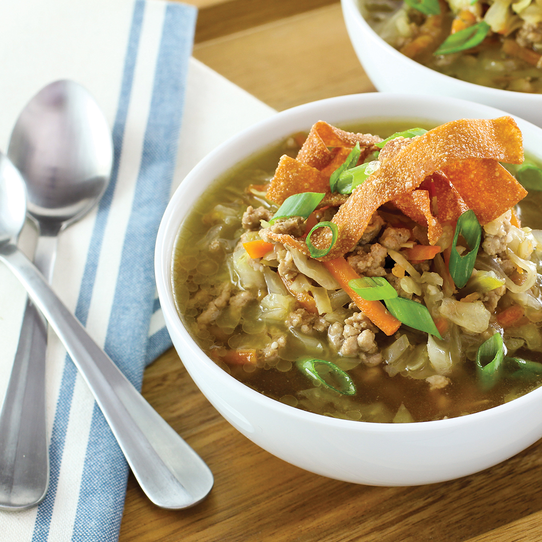 Eggroll Soup with Crispy Wontons