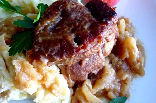 Cider-Braised Pork Shoulder With Caramelized Onion and Apple Confit