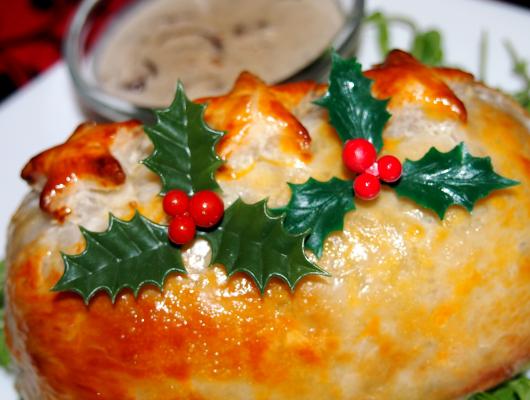 Christmas Pork Wellington Wrapped In Foie Gras and Mushrooms
