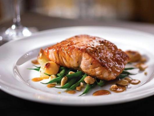 Citrus Honey Glazed Salmon with Green Beans and Cipollini Onions
