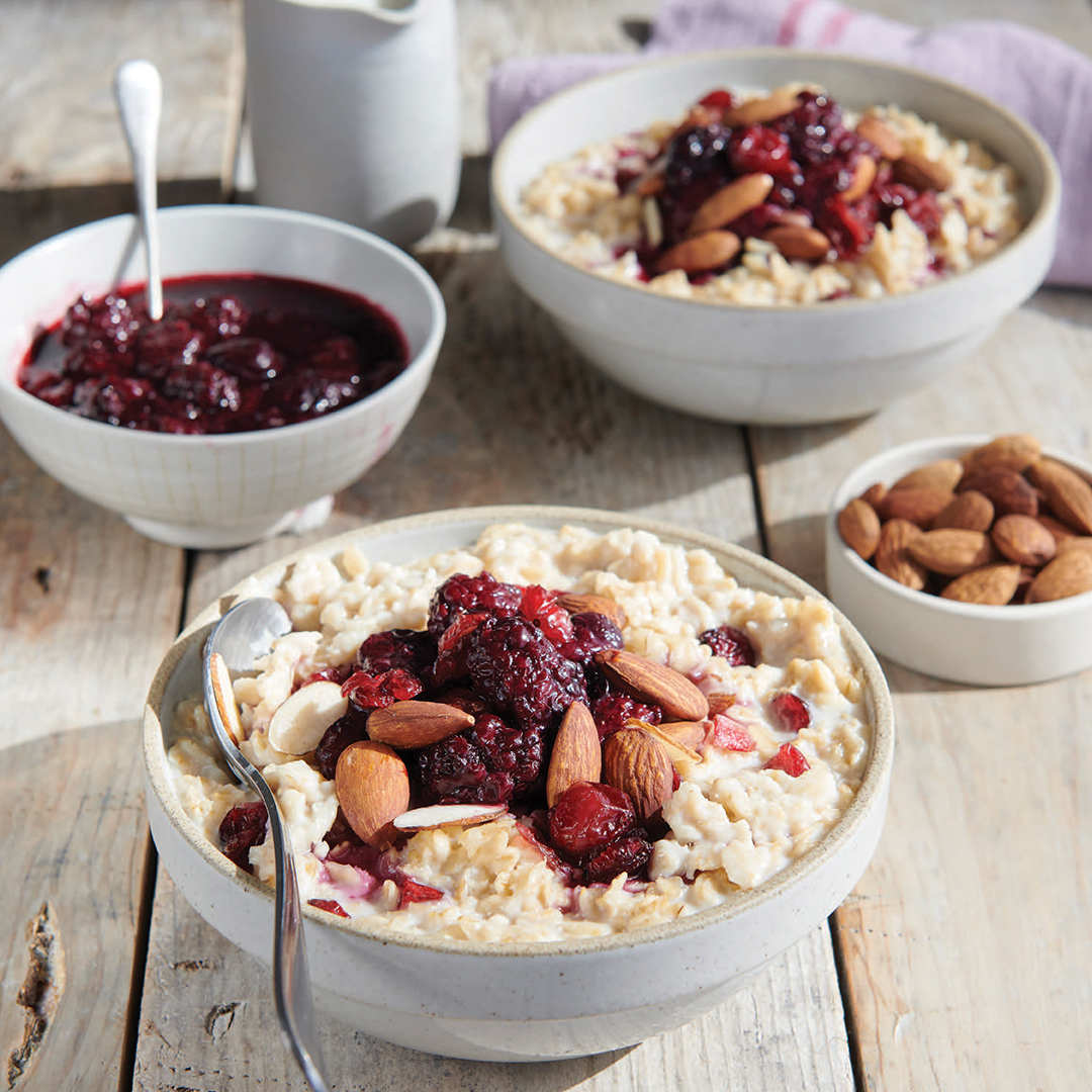 Breakfast with CWEB Steel-Cut Oatmeal with Cranberries and Almonds