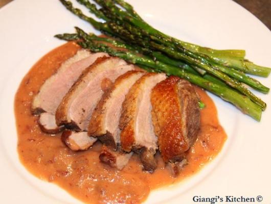Duck with Dried Cranberries, Tangerines and Mascarpone Sauce