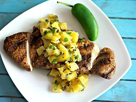 Easy Jerk Chicken with Grilled Pineapple Salsa