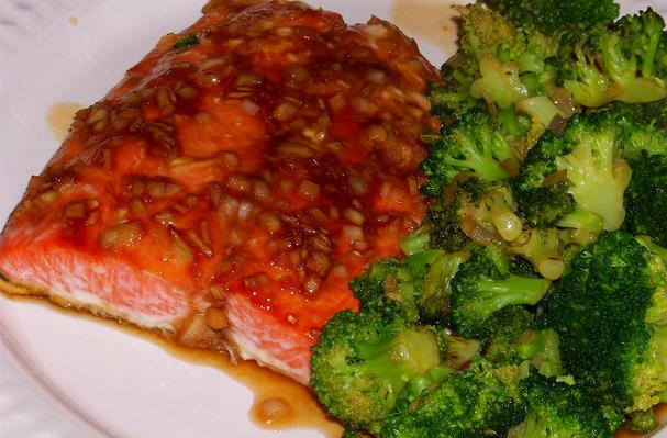Gingery Teriyaki Salmon With Stir-Fried Broccoli Florets