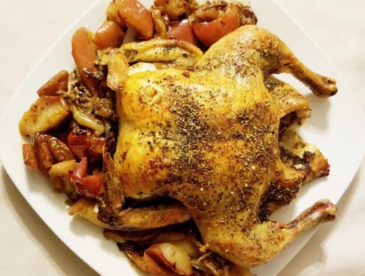 Herb Roasted Chicken with Apples and Onion