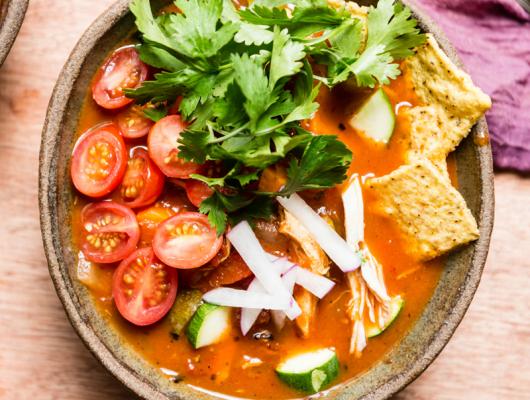 Healthy Chicken Tortilla Soup with Chicken and Sweet Potato