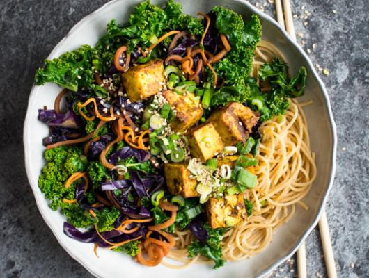 Kale Stir Fry with Crispy Curried Tofu