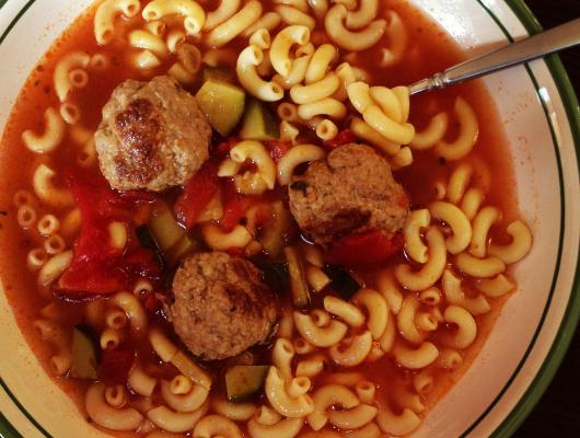 Italian Zucchini, Tomato & Turkey Meatball Soup