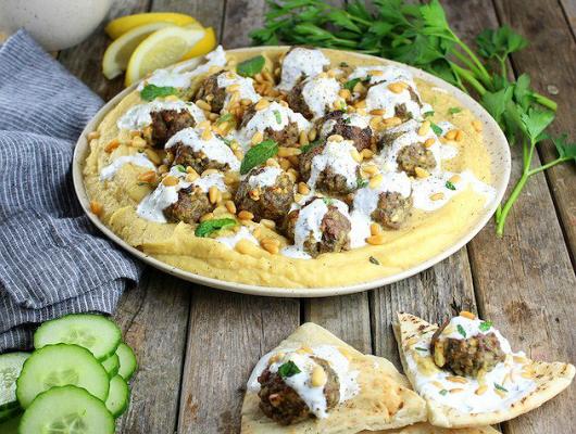 Lamb Meatballs With Fava & Tzatziki