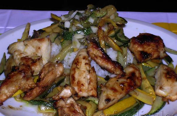 Marinated Limoncello Chicken With Rice & Limoncello Courgettes