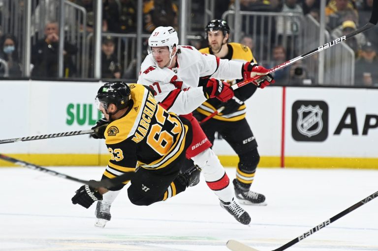 Brad Marchand scores twice as Bruins knot series with Hurricanes