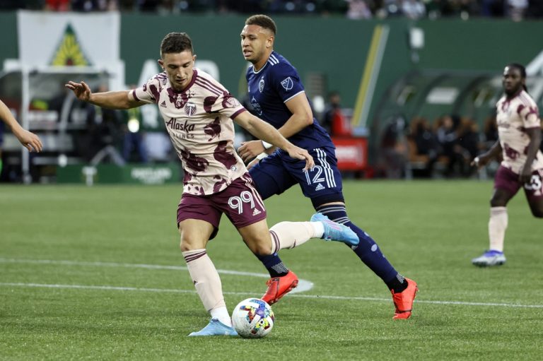 Sebastian Blanco, Timbers trounce Sporting KC, 7-2