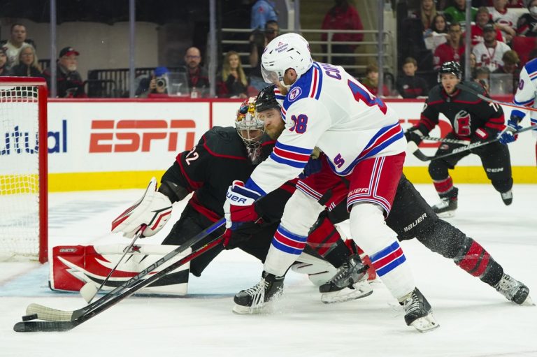 Hurricanes tie it late, beat Rangers in OT in Game 1