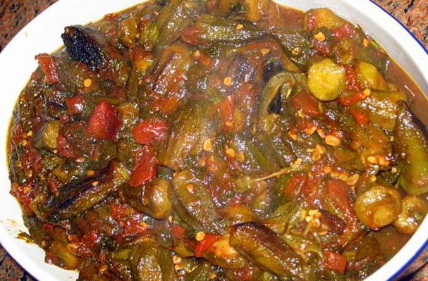 Okra With Olive Oil And Pomegranate Molasses