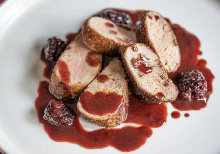 Pomegranate, Blackberries Sauce with Pork Tenderloin