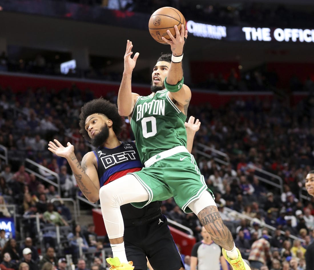 NBA roundup: Jayson Tatum powers streaking Celtics past Pistons