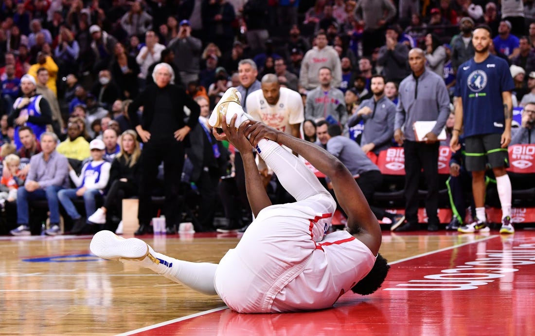 76ers C Joel Embiid (foot) to miss next two games