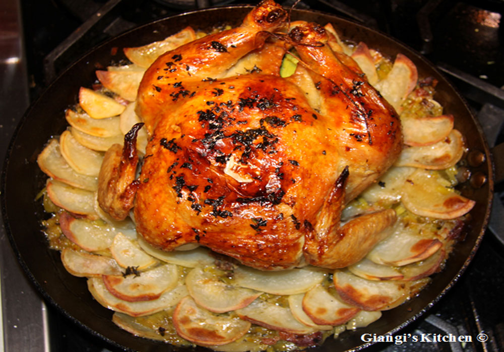 Roasted Chicken with Potatoes and Leeks