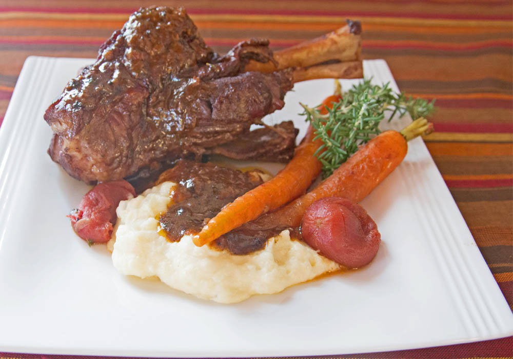 Rosemary Braised Lamb Shanks and Easy Garlic Mashed Potatoes