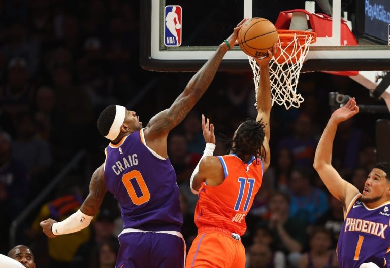 Devin Booker (44) leads Kevin Durant-less Suns past Thunder