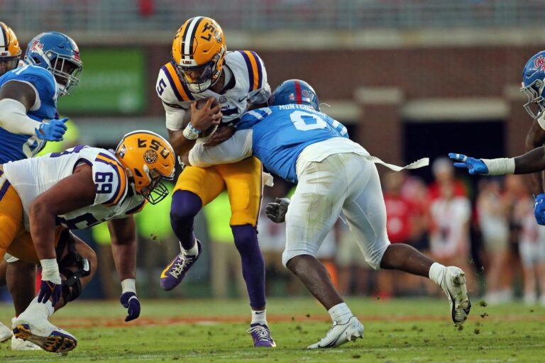 NCAAF News: No. 20 Ole Miss wins 55-49 shootout over No. 13 LSU