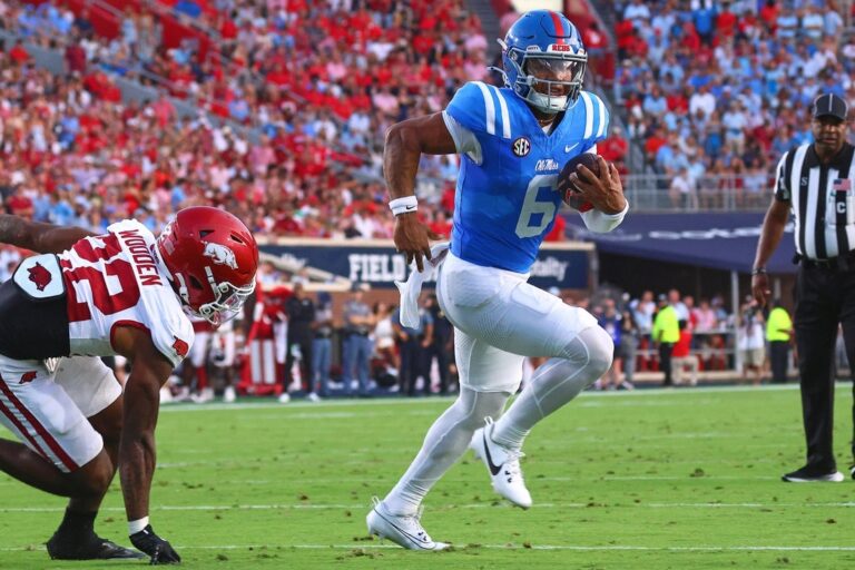 NCAAF News: Trinidad Chambliss steps up big for No. 17 Ole Miss to beat Arkansas